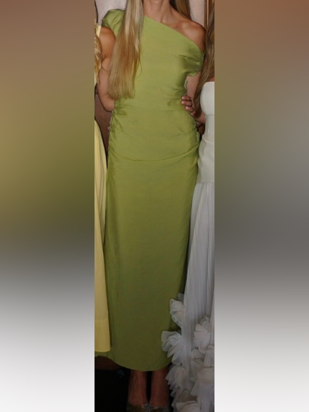 Topshop Green Off-Shoulder Dress